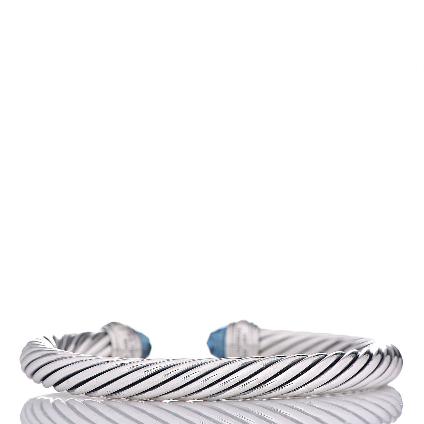 Sterling Silver 14K Yellow Gold Blue Topaz 7mm Cable Classics Bracelet
