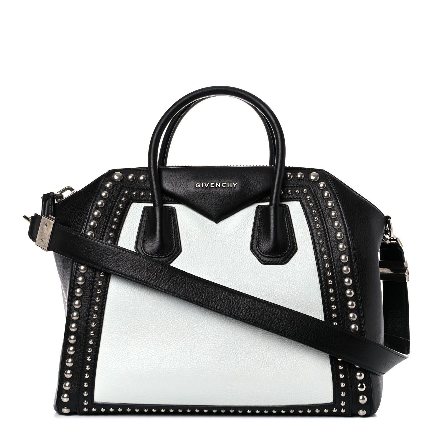 Givenchy Calfskin Medium Studded Bi-Color Antigona Black White 1 of 23