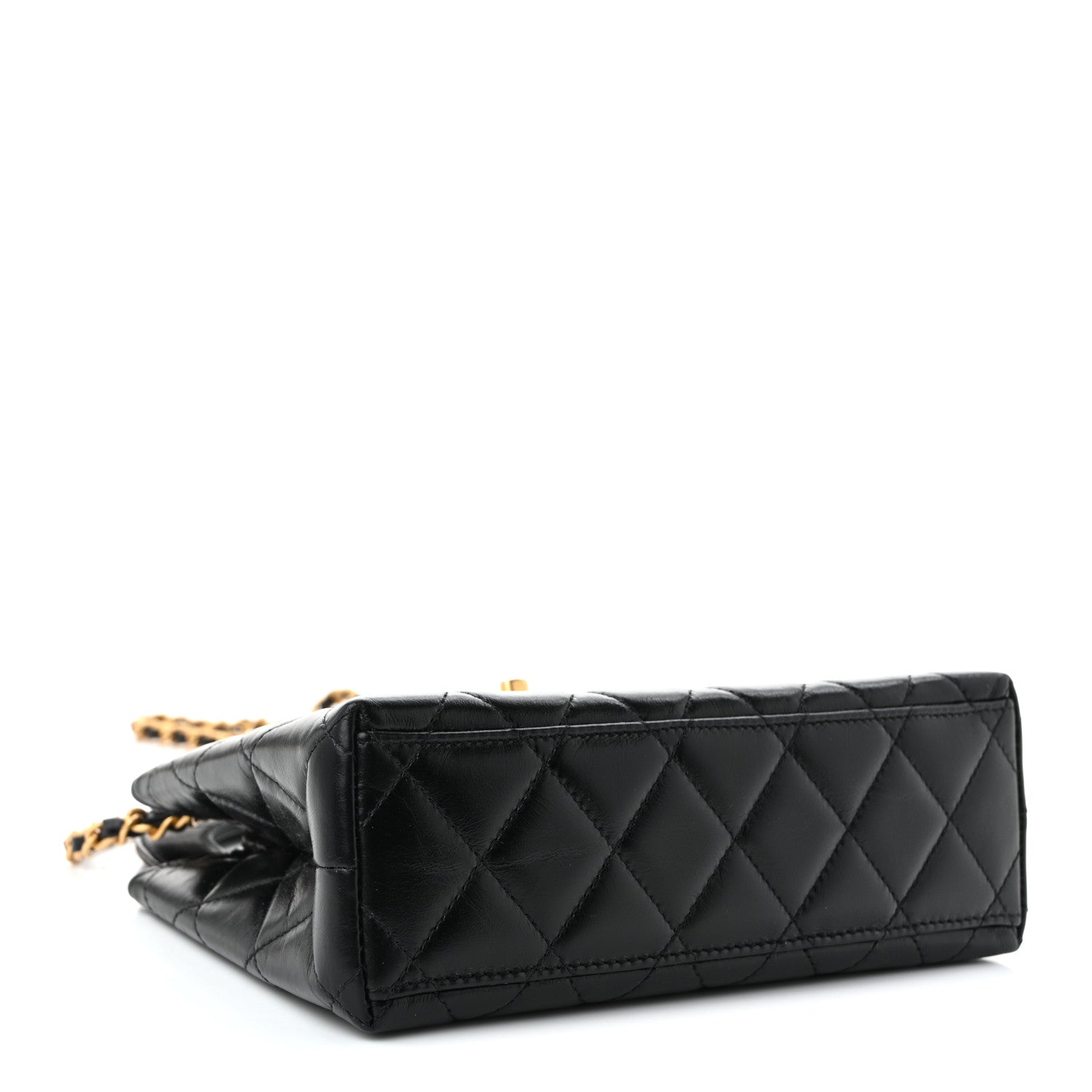 Chanel Shiny Aged Calfskin Quilted Nano Kelly Shopper Black Black 4 of 11