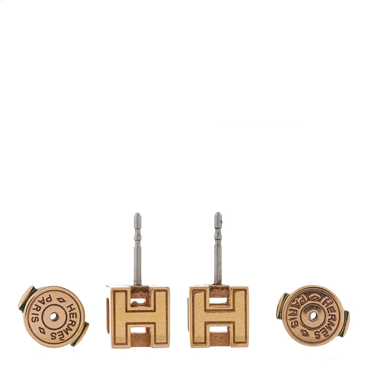 Gold Lacquered Cage d'H Earrings Turquoise
