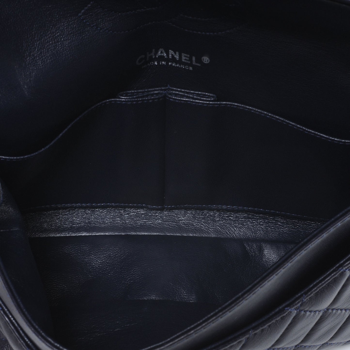 Lambskin Medium Double Flap Navy