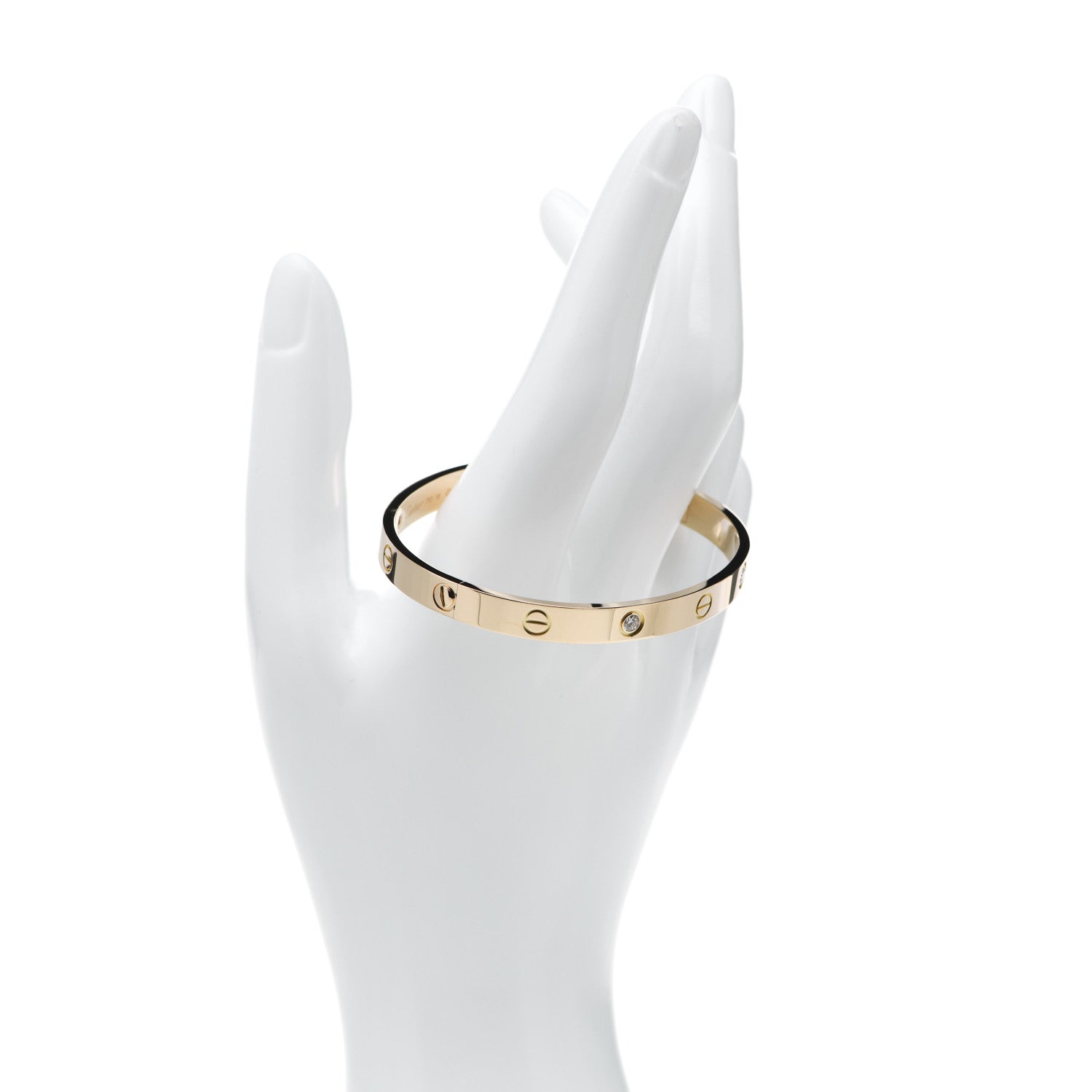 Cartier 18K Yellow Gold 4 Diamond LOVE Bracelet 18 2 of 5