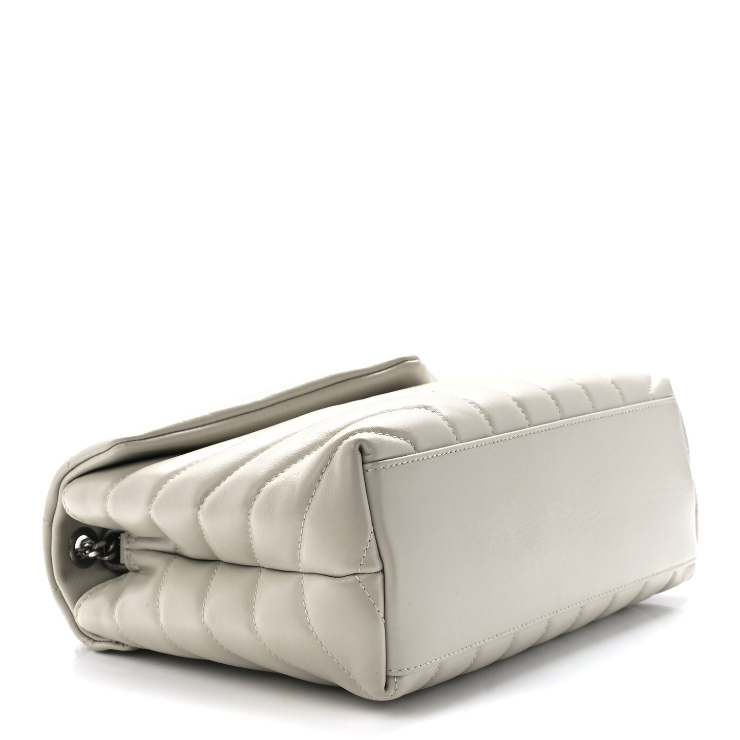 Calfskin Y Quilted Monogram Small Loulou Chain Satchel Ivory