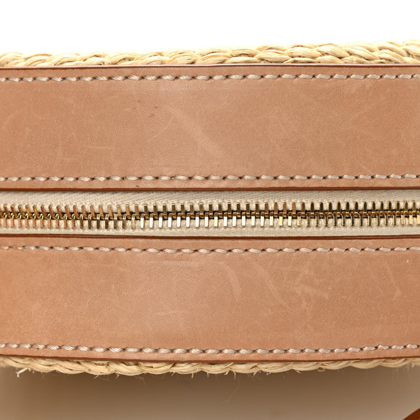 Raffia Calfskin Small Mica Bag Natural Brown Gold