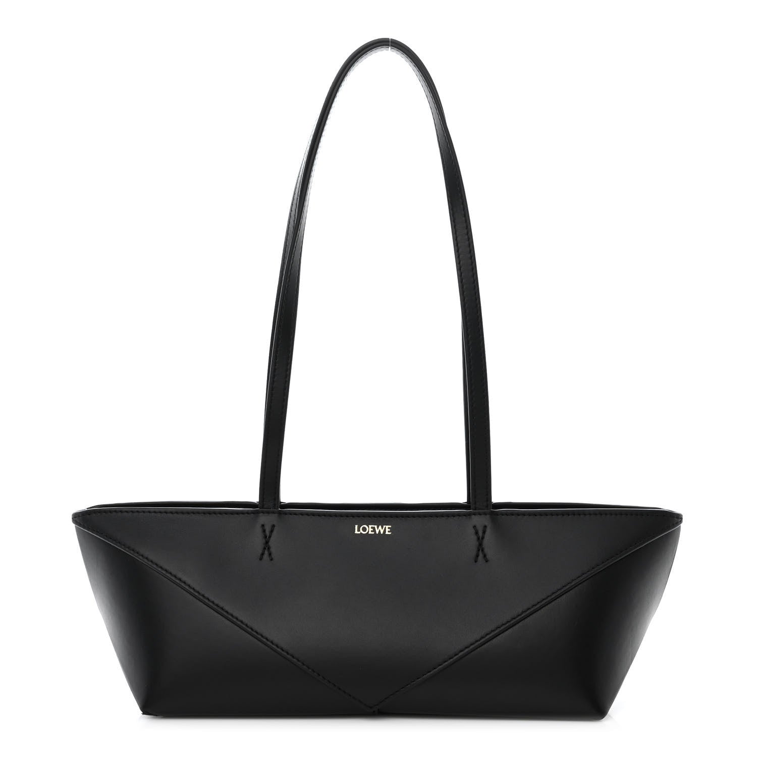Loewe Shiny Calfskin Mini Cropped Puzzle Fold Tote Black 1 of 10