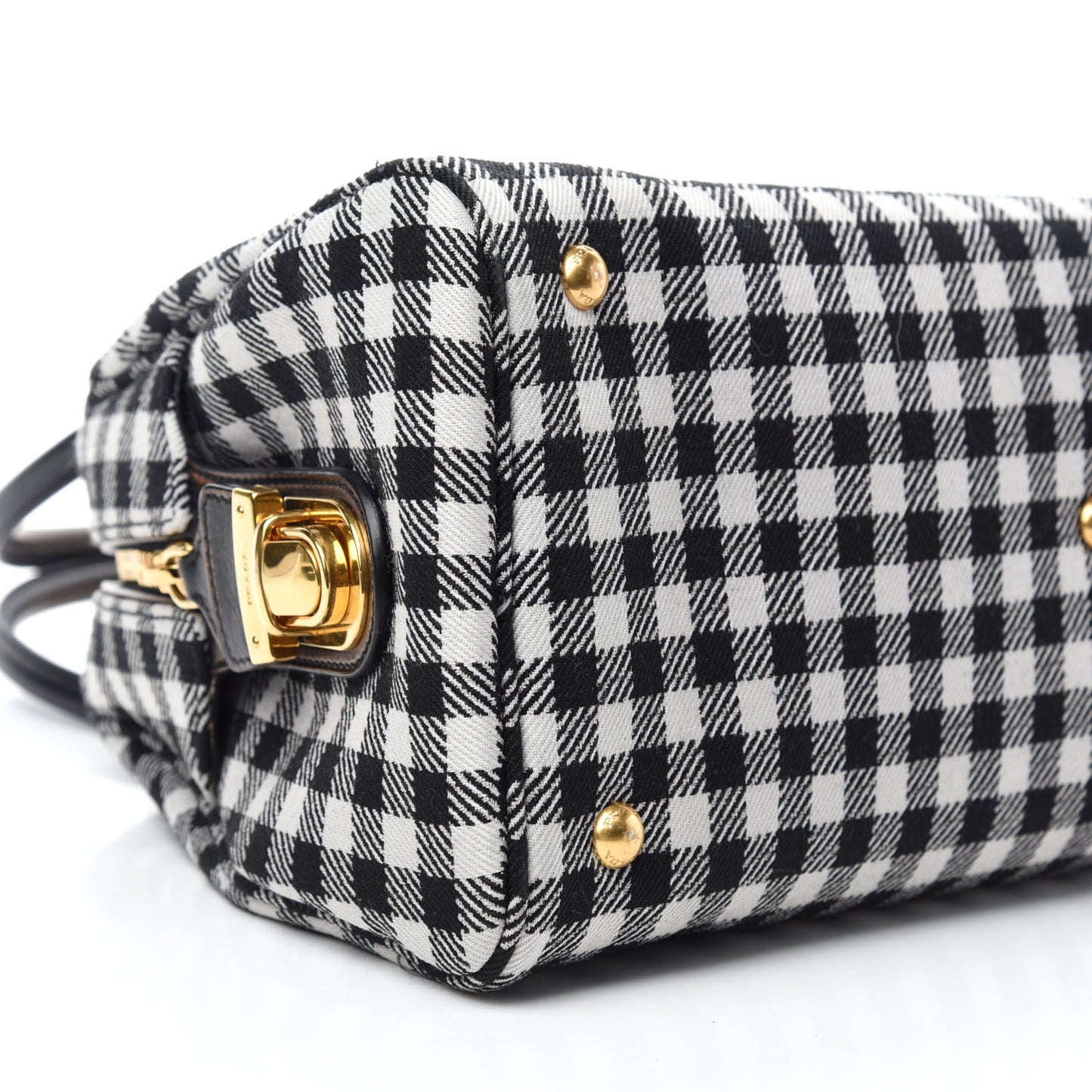 Jacquard Check Vitello Vintage Vichy Bowler Bag White Black