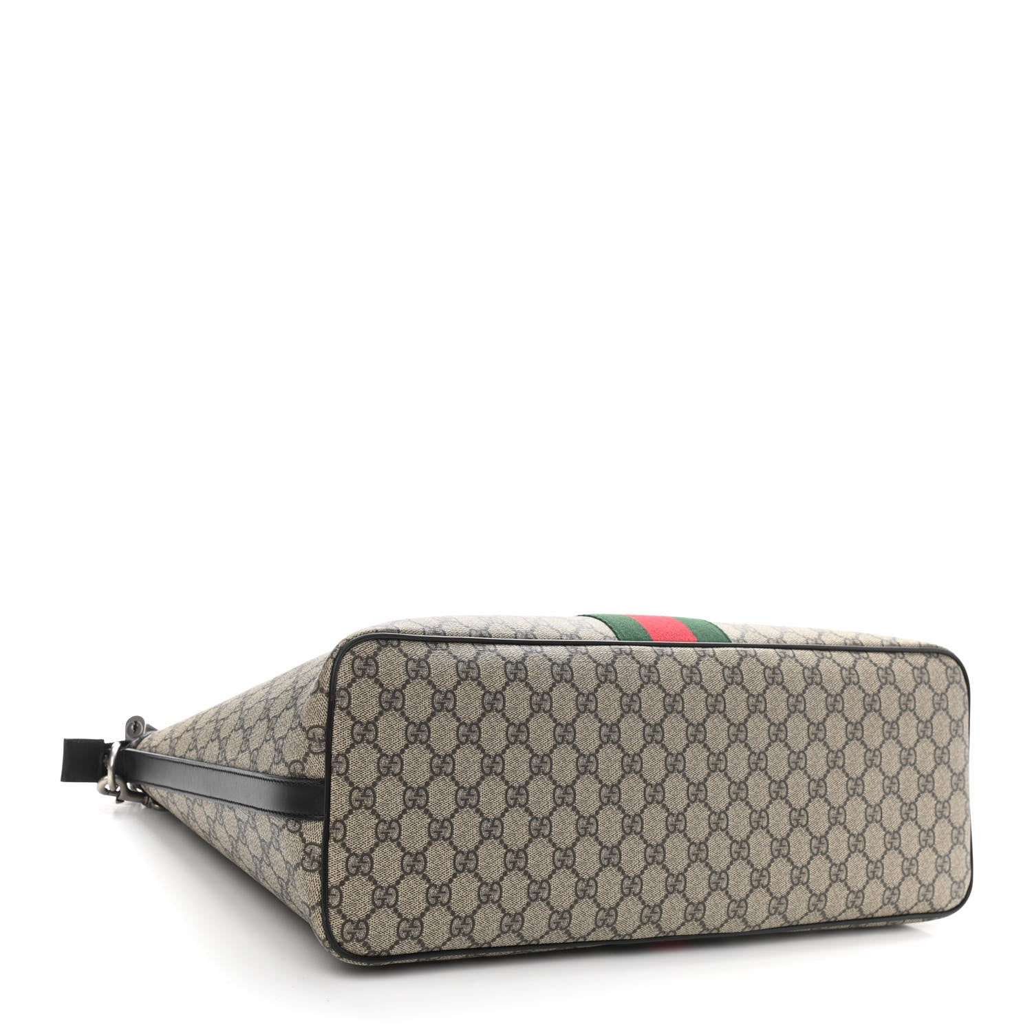Gucci GG Supreme Monogram Web Medium Zippered Tote Beige Black 4 of 10
