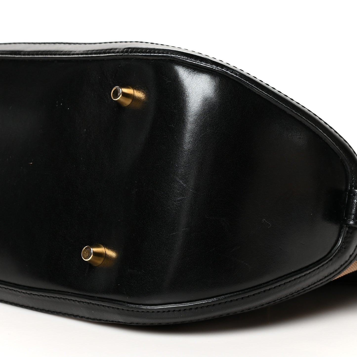 Bridle Calfskin House Check Small Orchard Bowling Bag Black