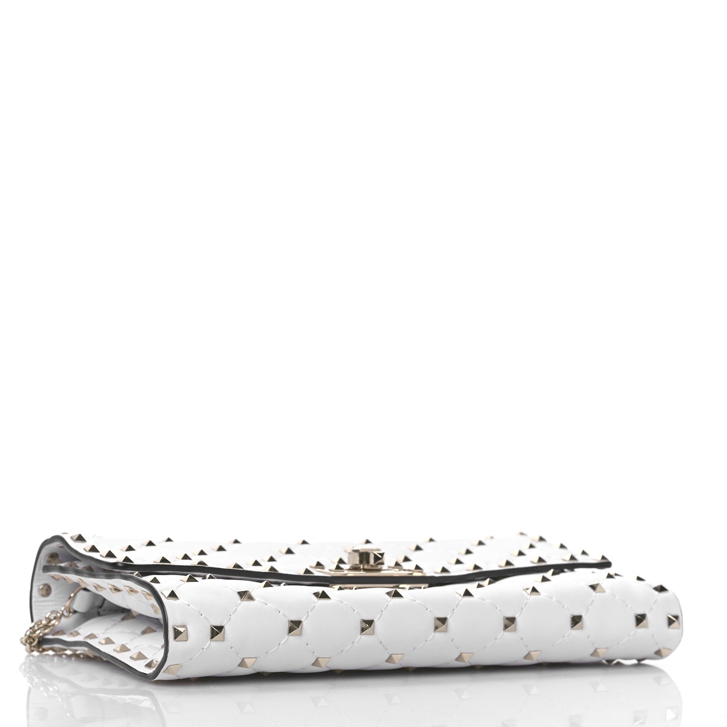 Nappa Rockstud Spike Wallet On Chain Optic White