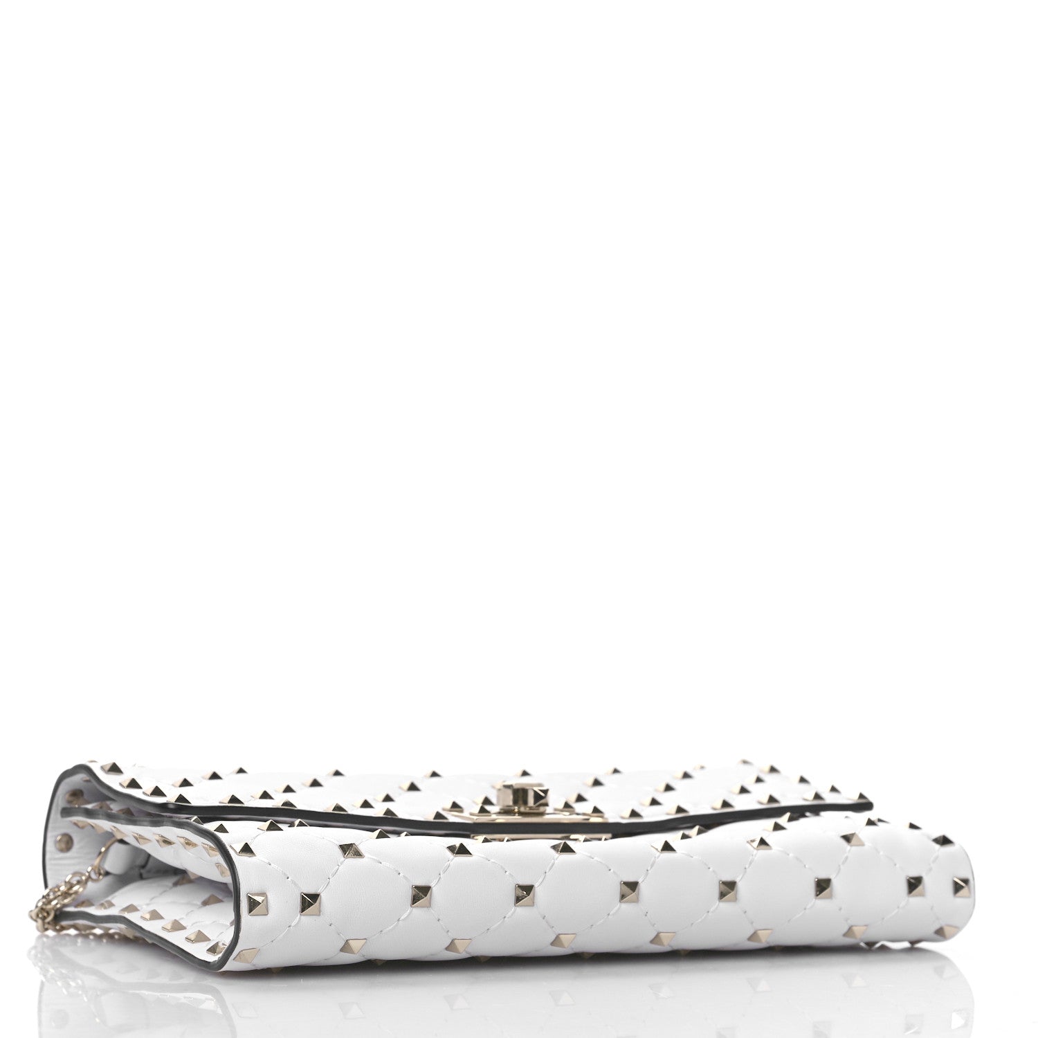 Valentino Garavani Nappa Rockstud Spike Wallet On Chain Optic White 4 of 9