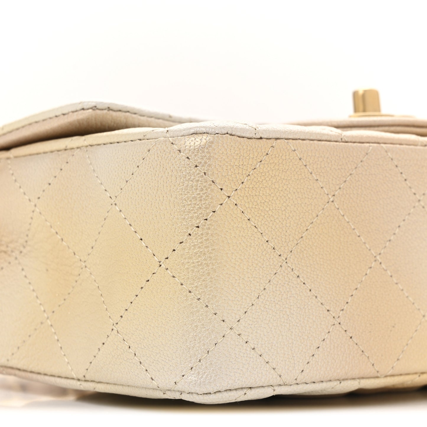 Metallic Goatskin Quilted Mini Rectangular Flap Gold