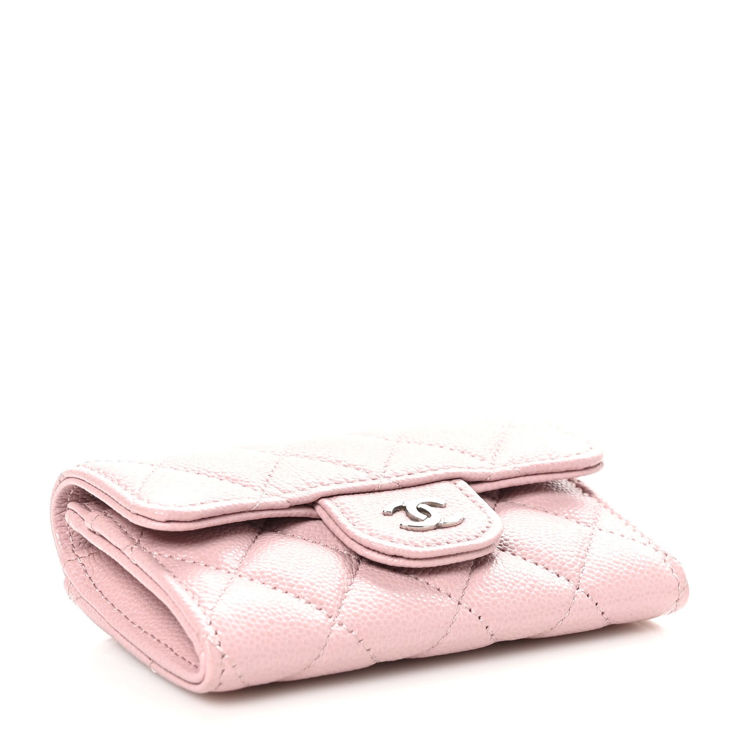 Caviar Quilted Flap Card Holder Wallet Light Pink