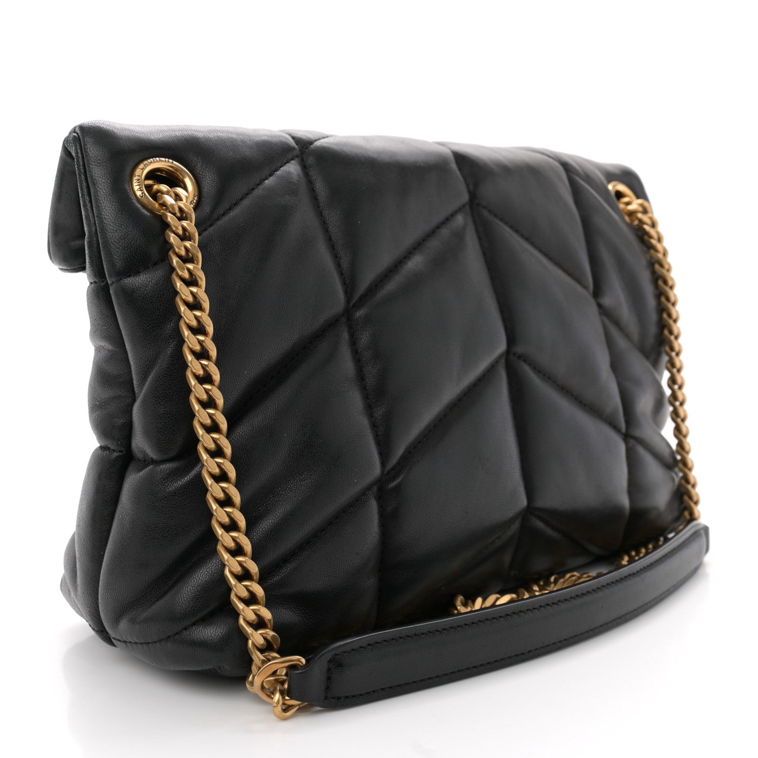 Saint Laurent Lambskin Quilted Small Loulou Puffer Monogram Chain Satchel Black 3 of 11