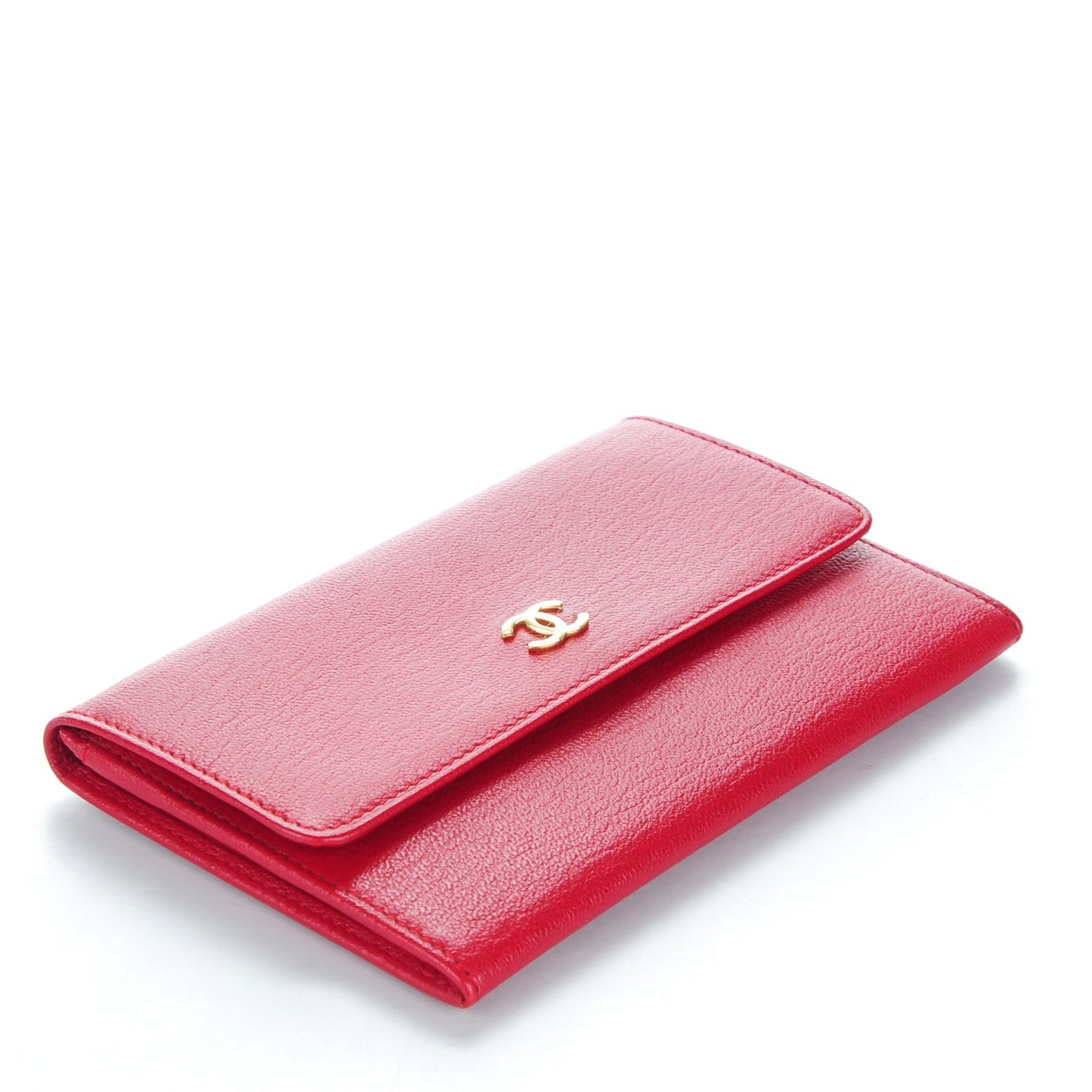 Goatskin Small Flap Wallet Red
