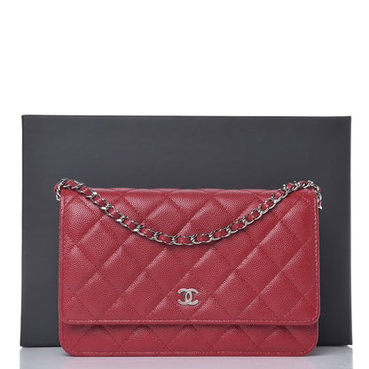 Chanel Caviar Quilted Wallet on Chain WOC Red 10 of 10