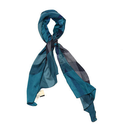 Burberry Satin Silk Mega Check Scarf Dark Turquoise 1 of 5