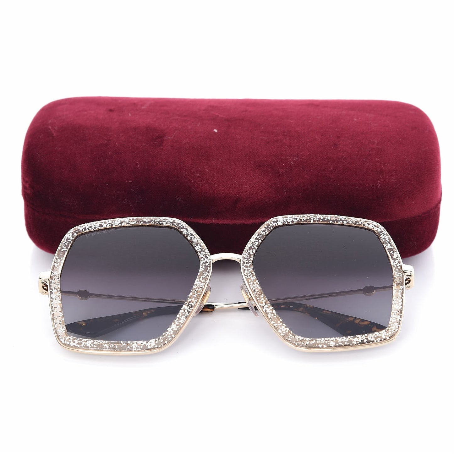Glitter Acetate Oversize Square Frame Sunglasses GG0106S Gold