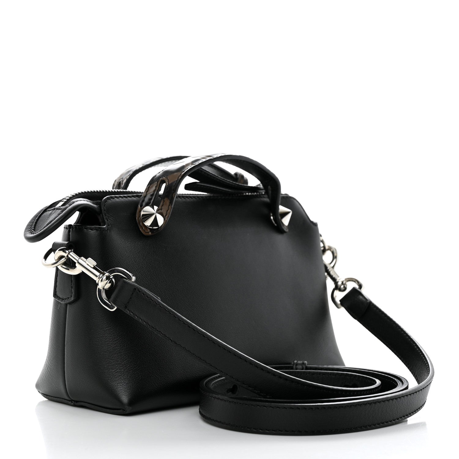 Fendi Vitello Dolce Bi-Color FF 1974 Embossed Mini By The Way Boston Bag Black Maya 3 of 11