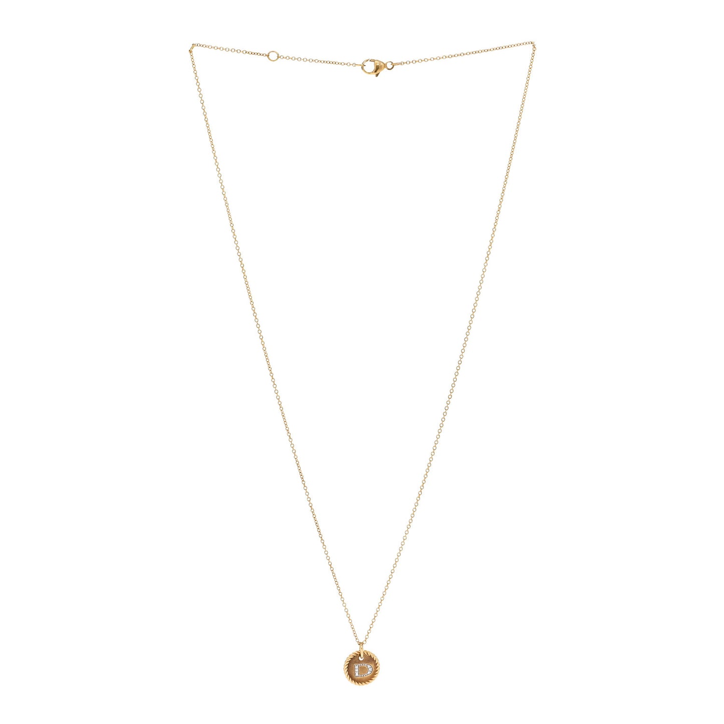 18K Yellow Gold Diamond Initial D Charm Necklace