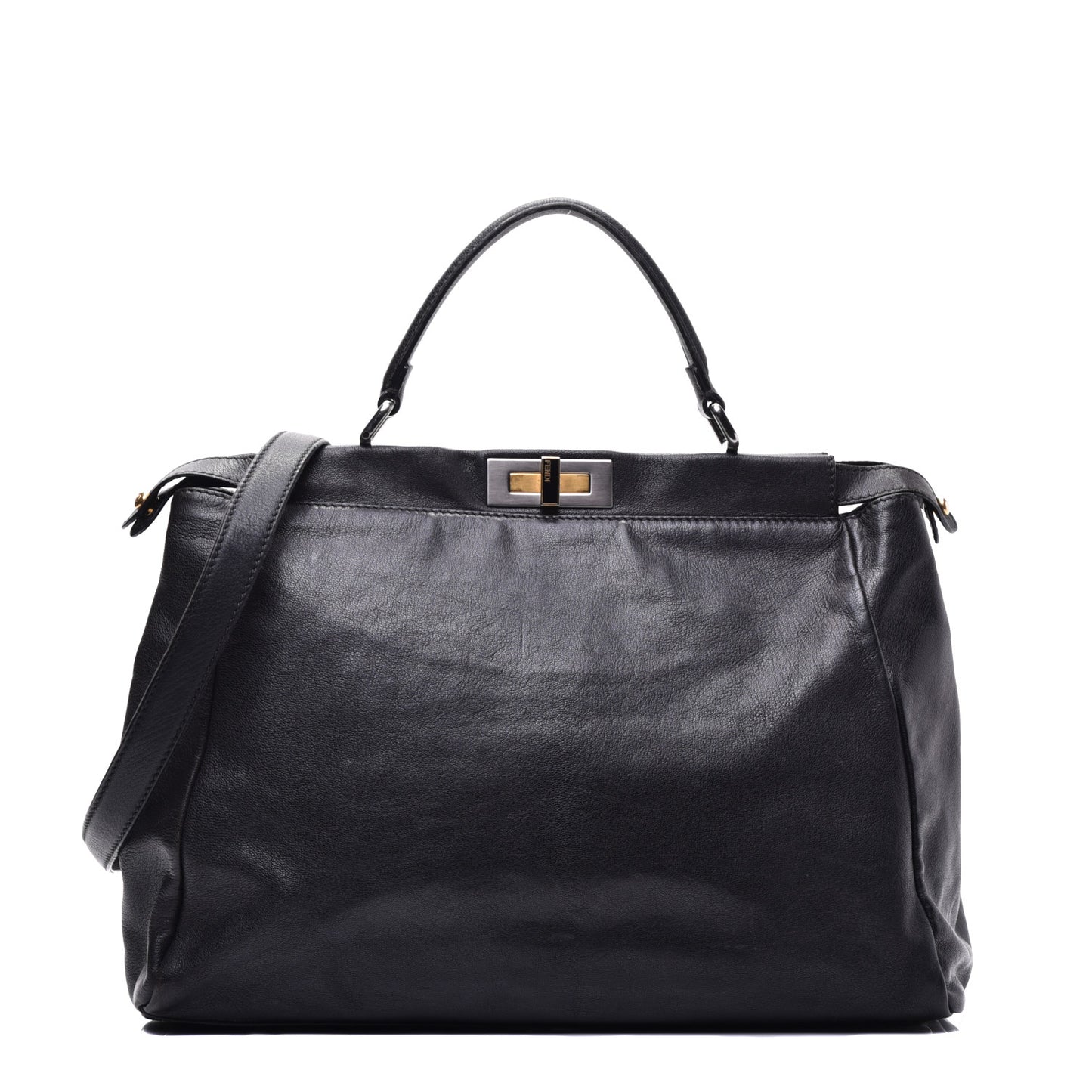 Goatskin Large Peekaboo Iconic Satchel Black
