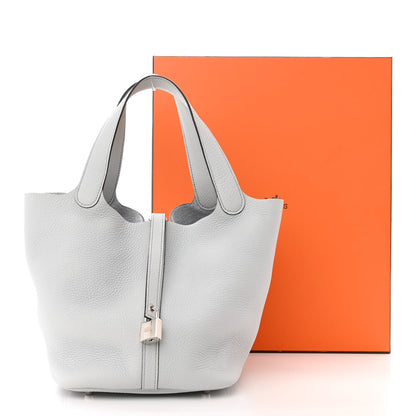 Hermes Taurillon Clemence Picotin Lock 22 MM Bleu Pale 12 of 12
