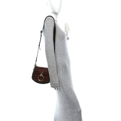 Chloe Calfskin Crocodile Embossed Small Tess Bag Dark Ebony 2 of 9
