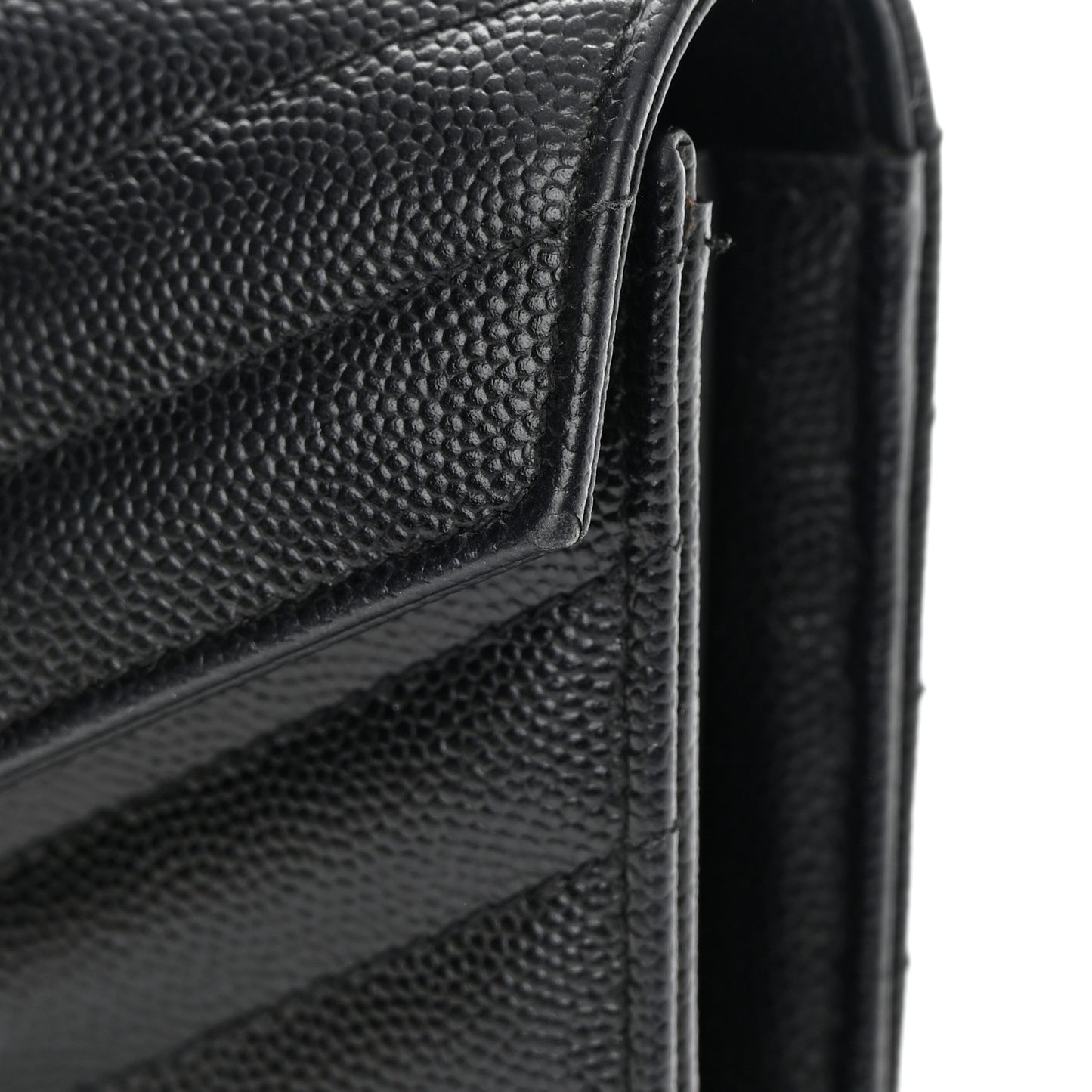 Grain De Poudre Matelasse Chevron Monogram Flap Wallet Black