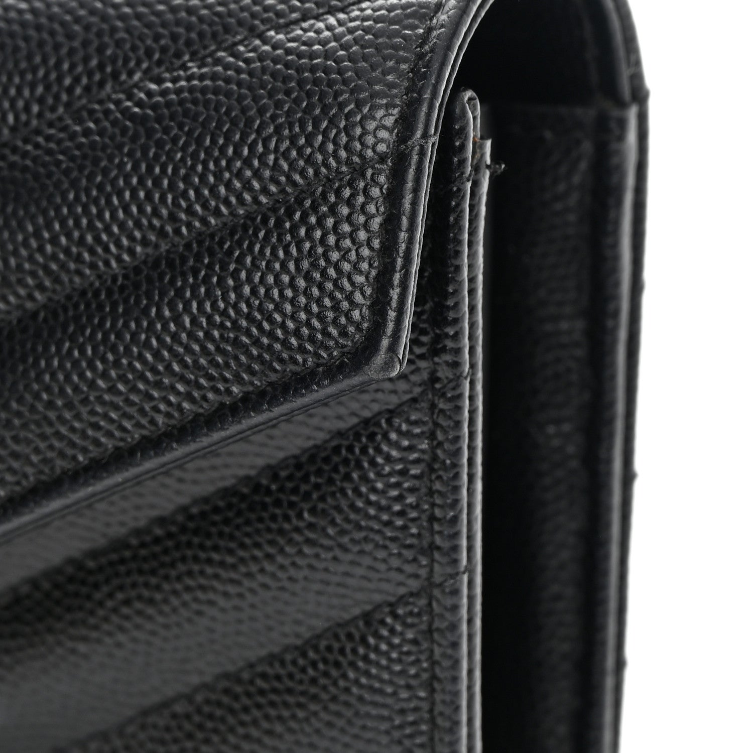 Saint Laurent Grain De Poudre Matelasse Chevron Monogram Flap Wallet Black 13 of 15