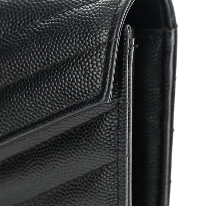 Saint Laurent Grain De Poudre Matelasse Chevron Monogram Flap Wallet Black 13 of 15