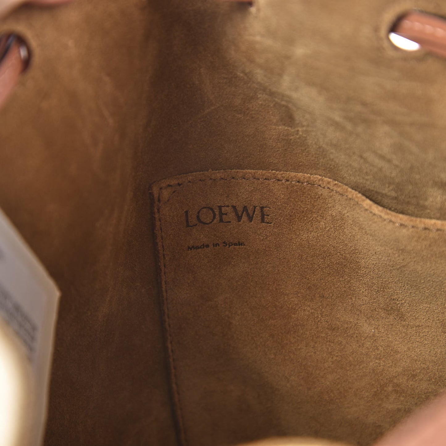 Canvas Calfskin Balloon Bucket Bag Ecru Tan