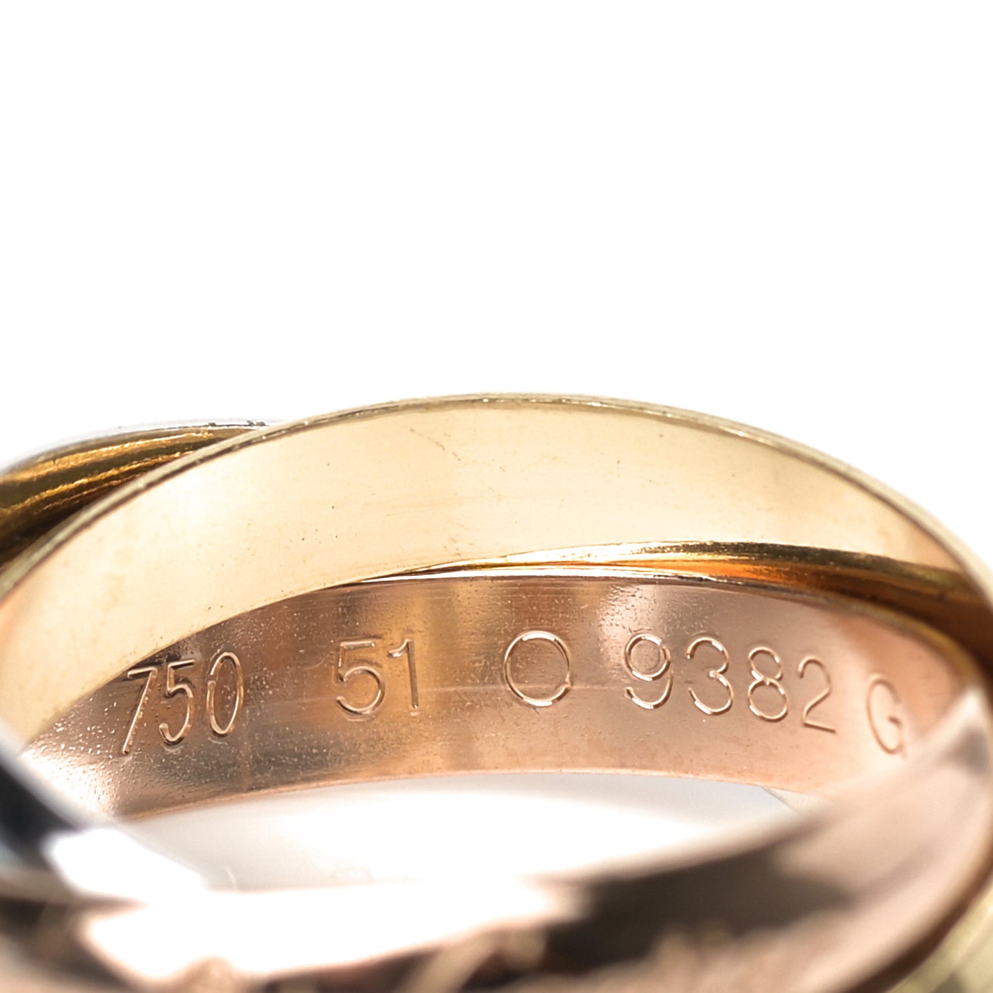 18K Pink Yellow White Gold Classic Les Must De Cartier Trinity Ring 51 5.75
