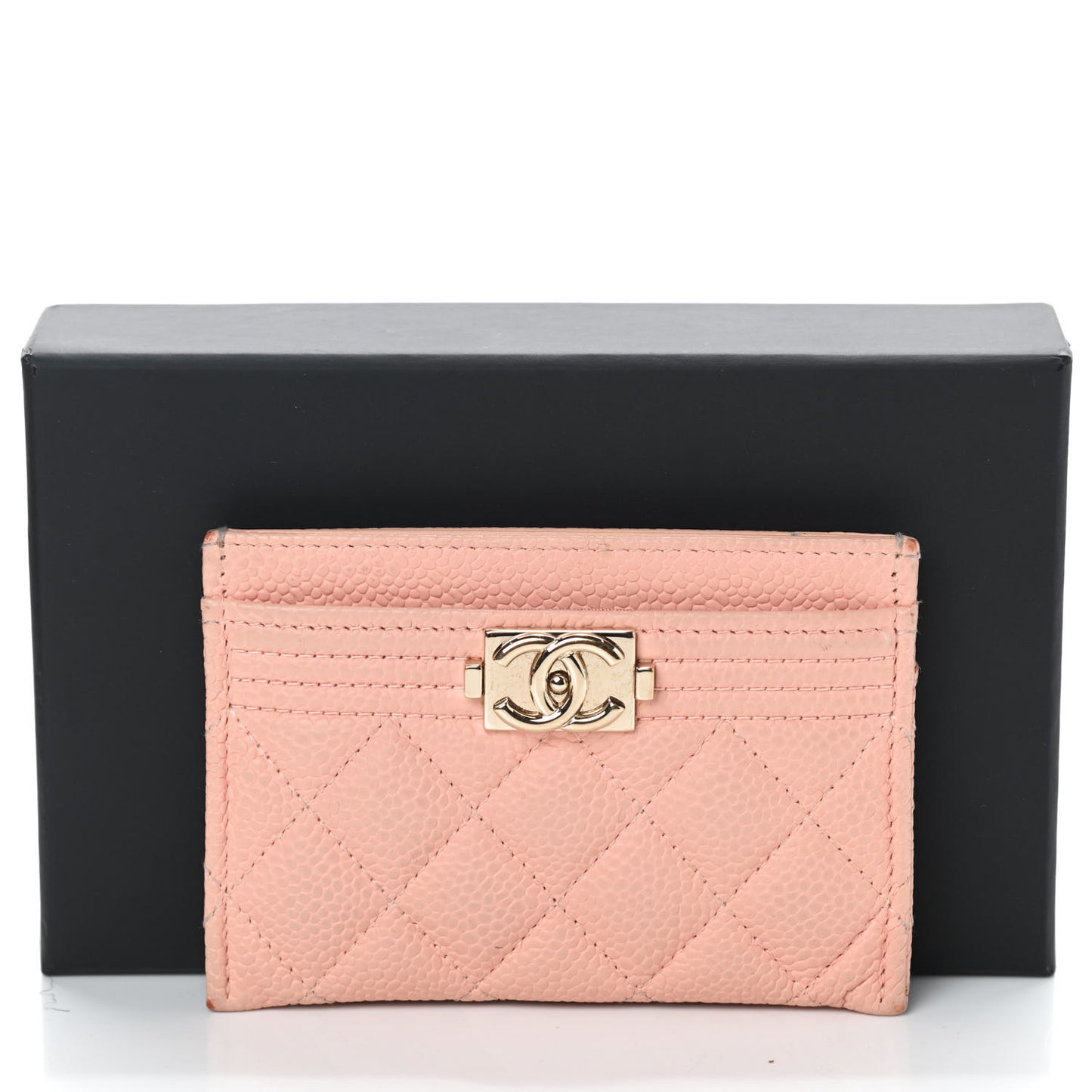 Caviar Quilted Boy Card Holder Light Pink