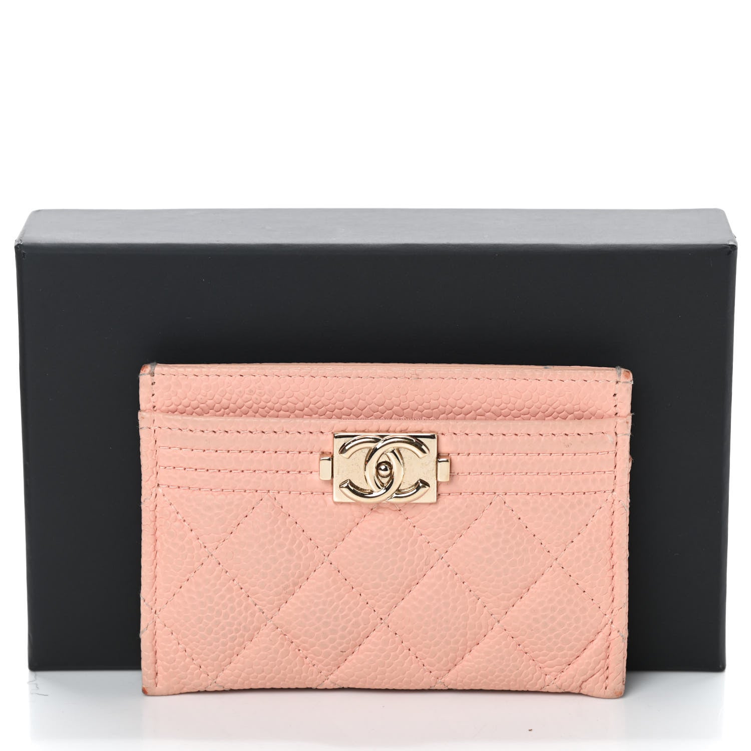 Chanel Caviar Quilted Boy Card Holder Light Pink 9 of 9
