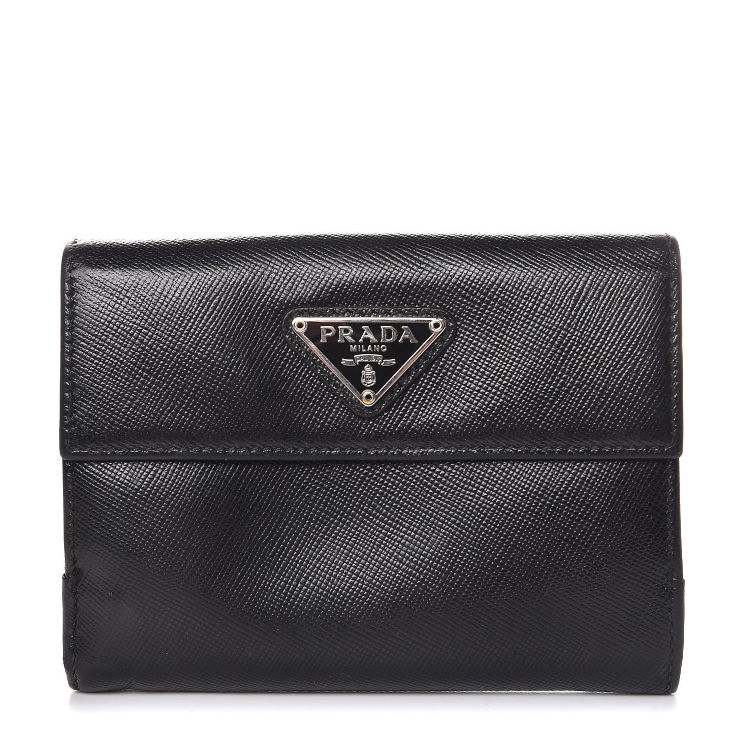 Saffiano Flap Compact Wallet Nero Black