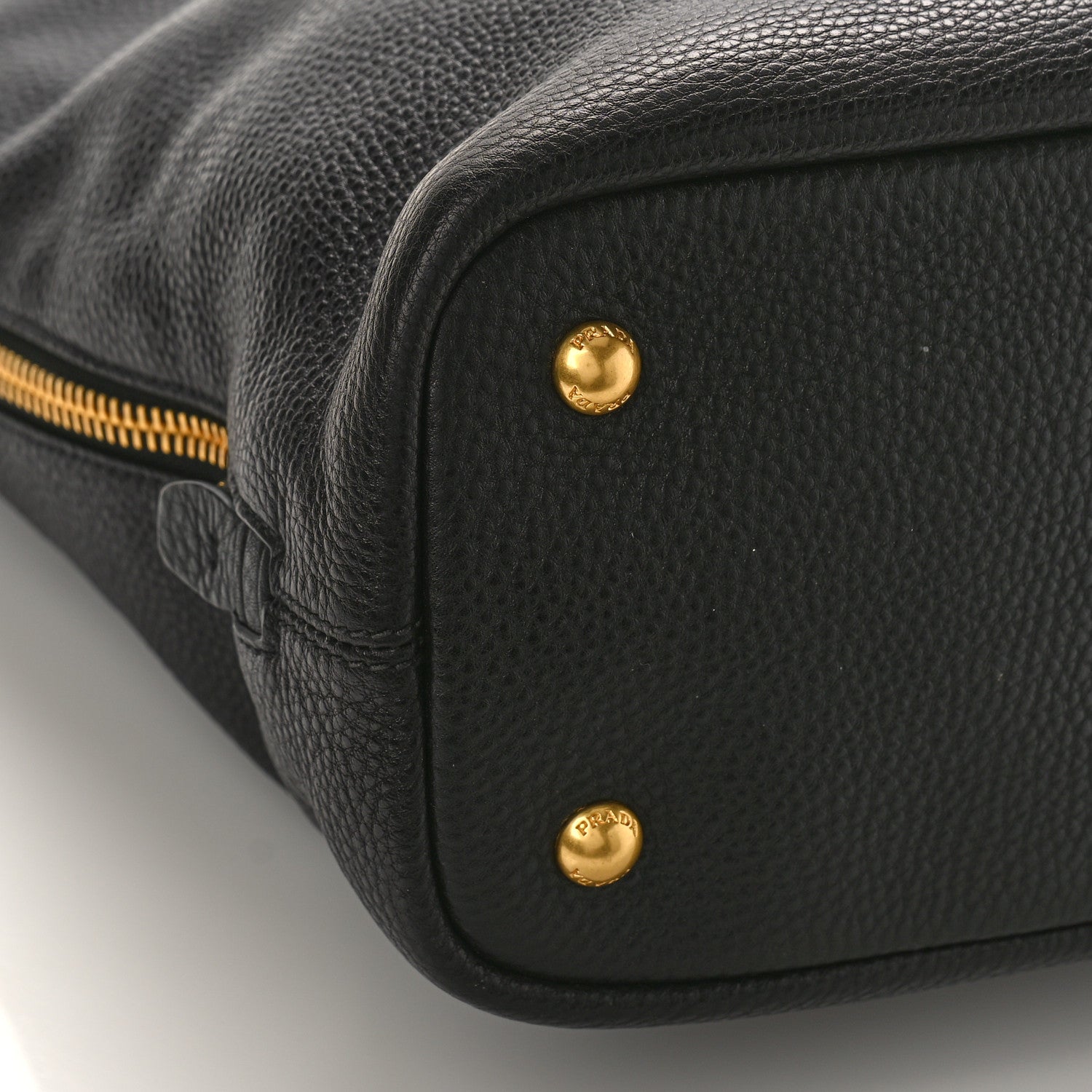 Prada Vitello Daino Side Zip Tote Black 7 of 8