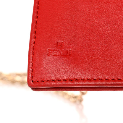 Fendi Nappa Logo Embossed Long Wallet on Chain Rosso 8 of 14