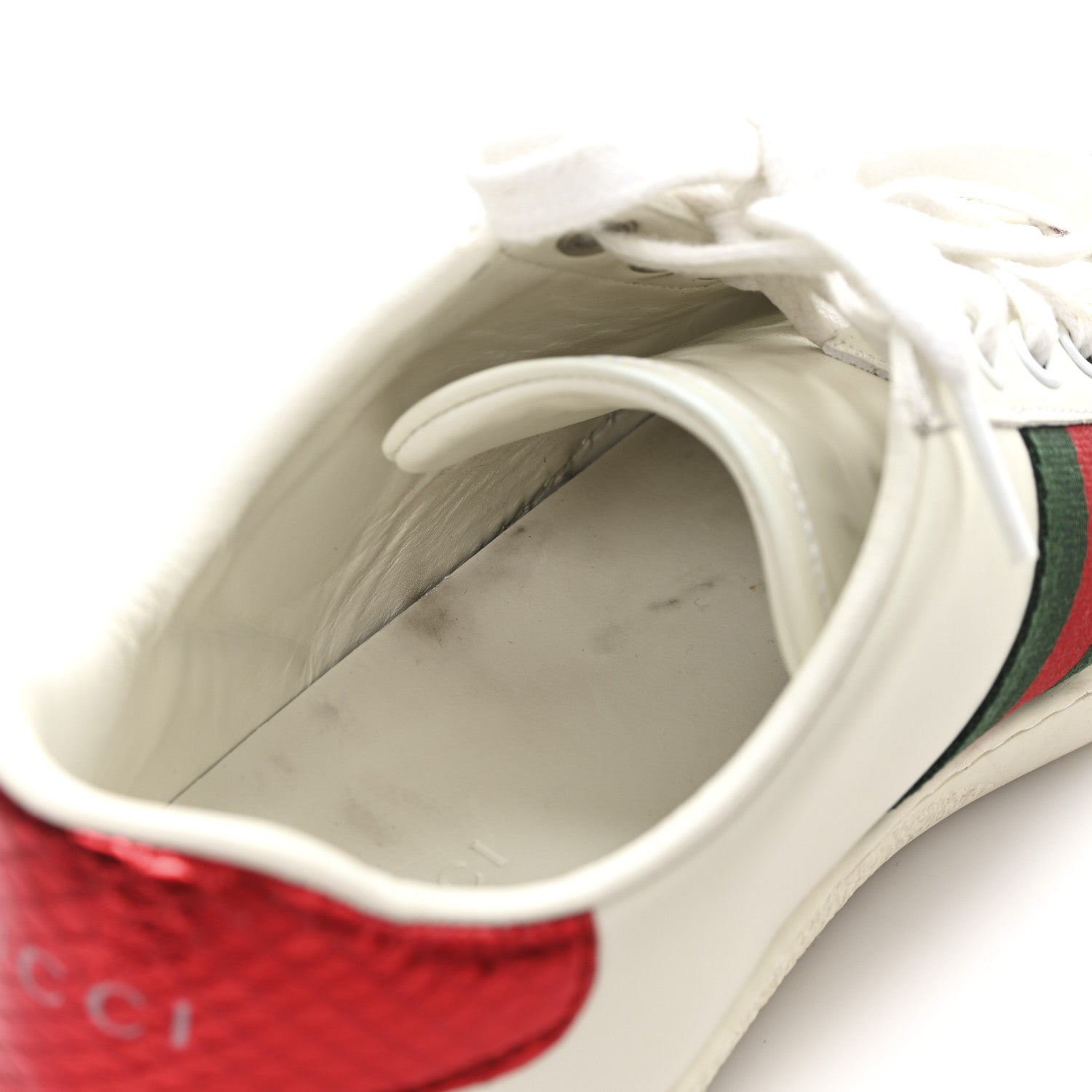 Gucci Calfskin Web Heart Embroidered Womens Ace Sneakers 36 White 10 of 11
