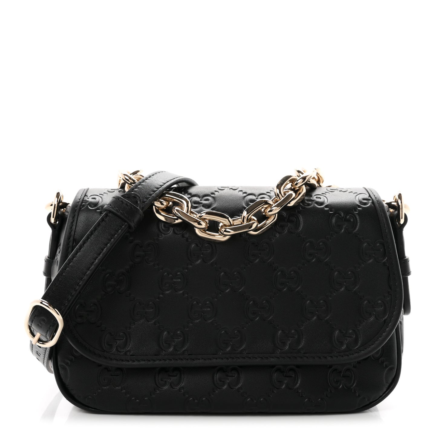 GG Calfskin Embossed Emblem Arabella Bag Black