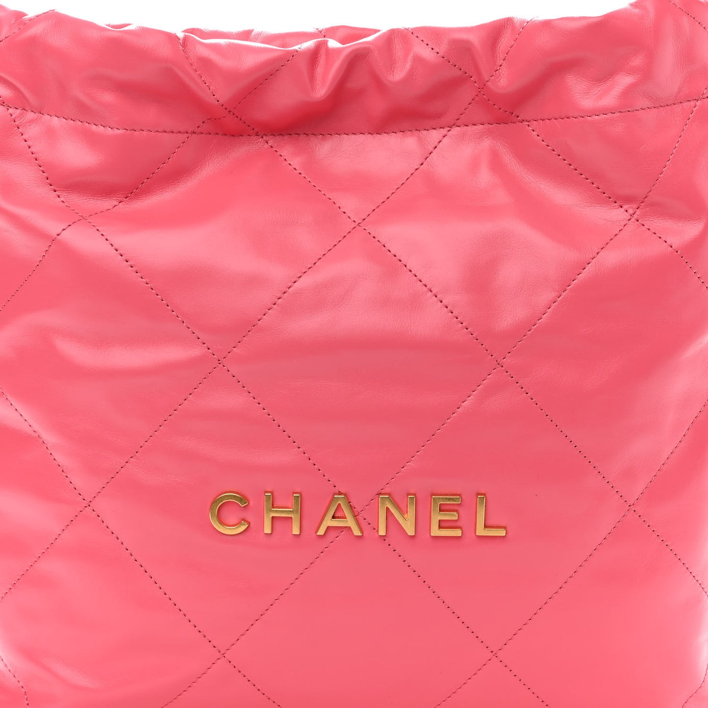 Shiny Calfskin Quilted Small Chanel 22 Coral Pink