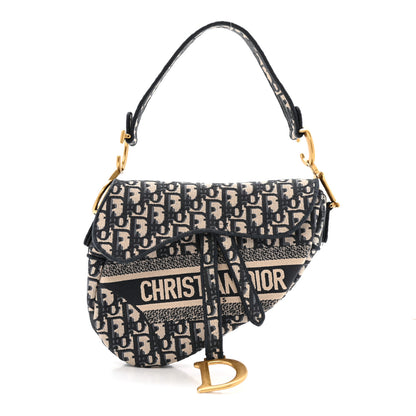 Christian Dior Oblique Embroidered Saddle Bag Blue 1 of 12