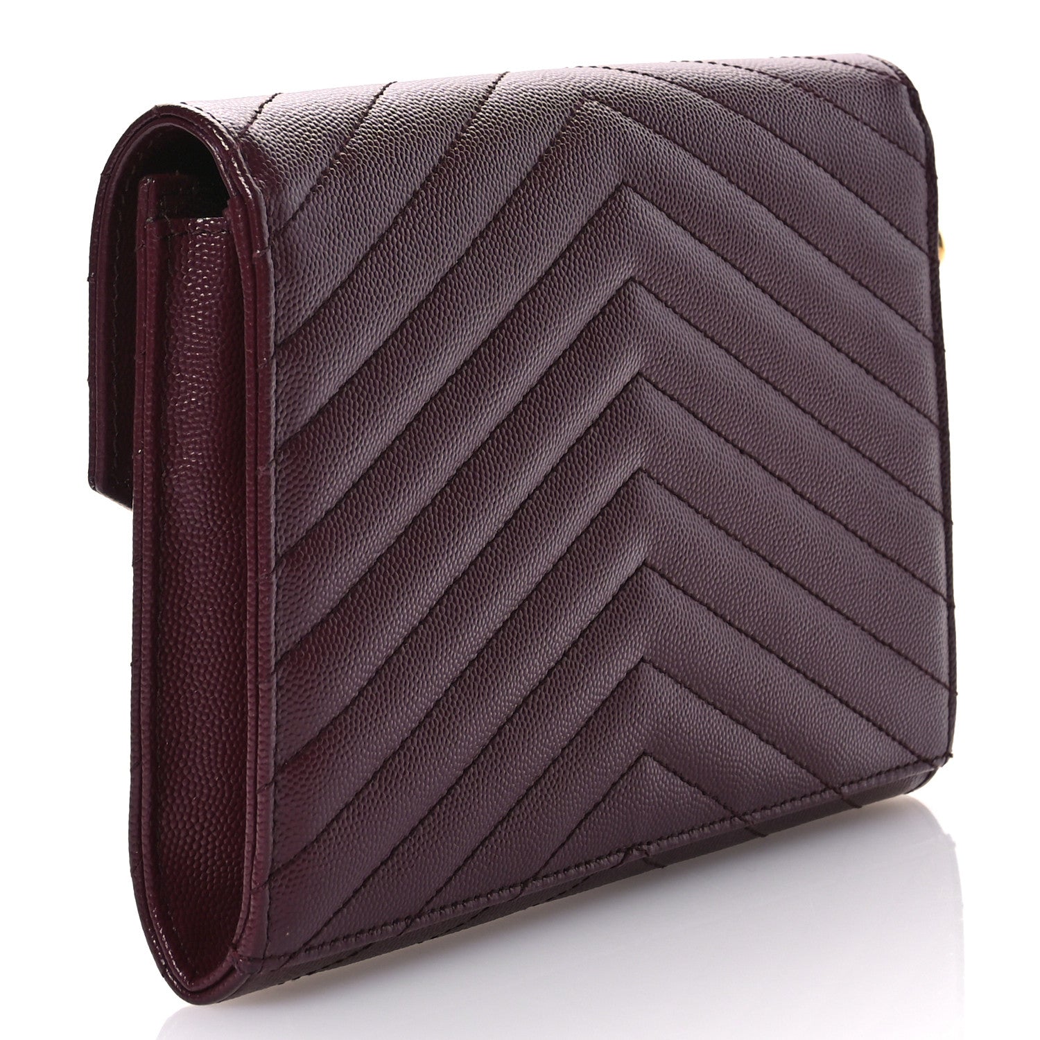 Saint Laurent Grain De Poudre Matelasse Chevron Monogram Envelope Clutch Rouge Legion 3 of 8