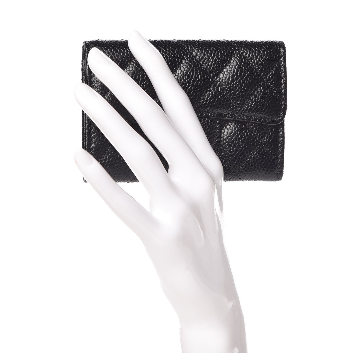 Caviar Quilted Flap Card Holder Black