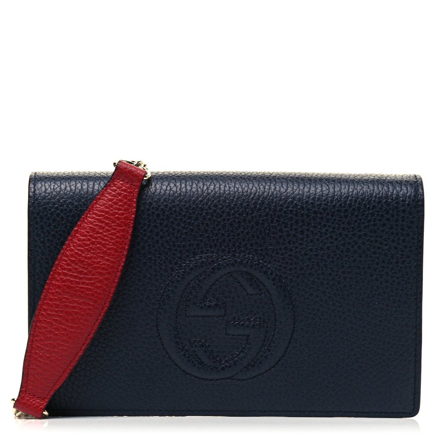 Dollar Calfskin Soho Wallet On Chain Blue Hibiscus Red Mystic White