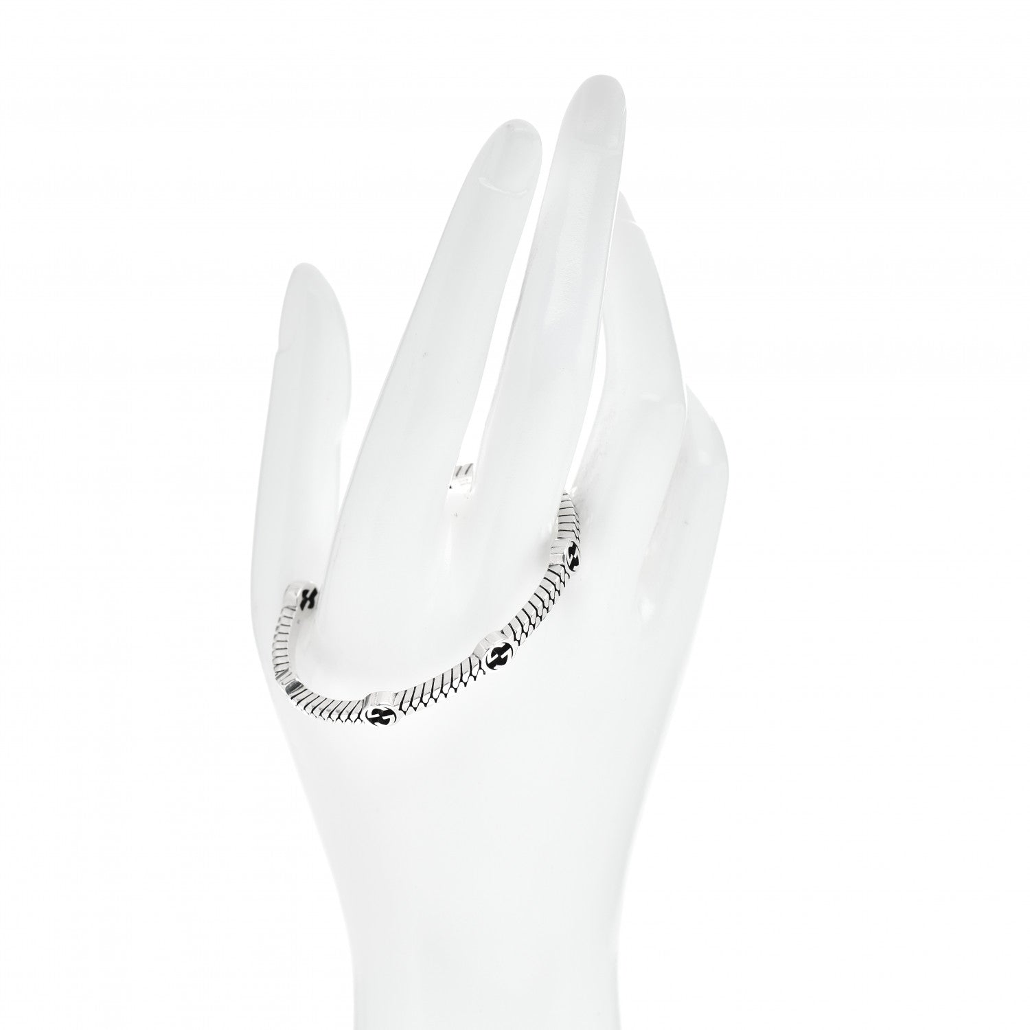 Gucci Sterling Silver Thin Interlocking G Cuff Bracelet 16 2 of 4