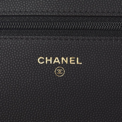 Chanel Caviar Chevron Quilted Wallet On Chain WOC Black 6 of 11