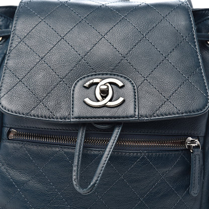 Chanel Grained Calfskin Stitched Pocket Backpack Dark Blue 12 of 12