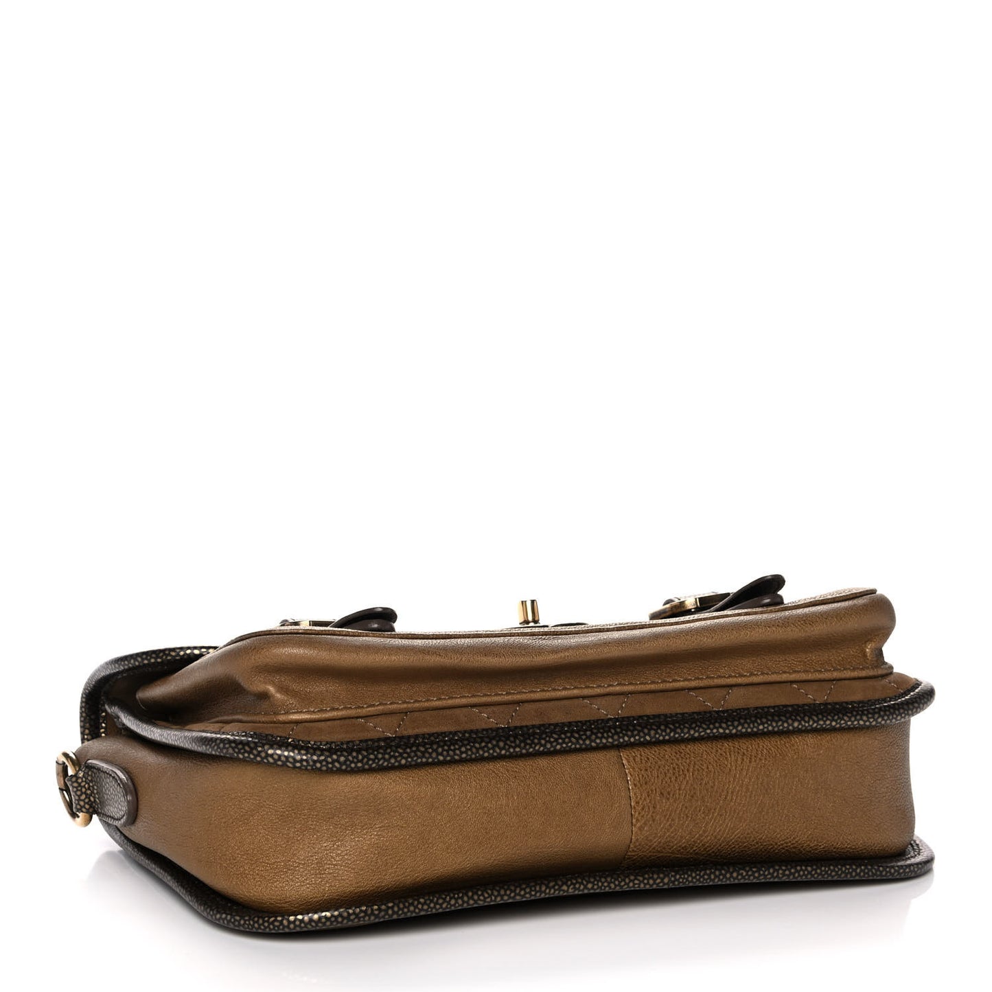 Iridescent Calfskin Back To School Messenger Flap Dark Gold