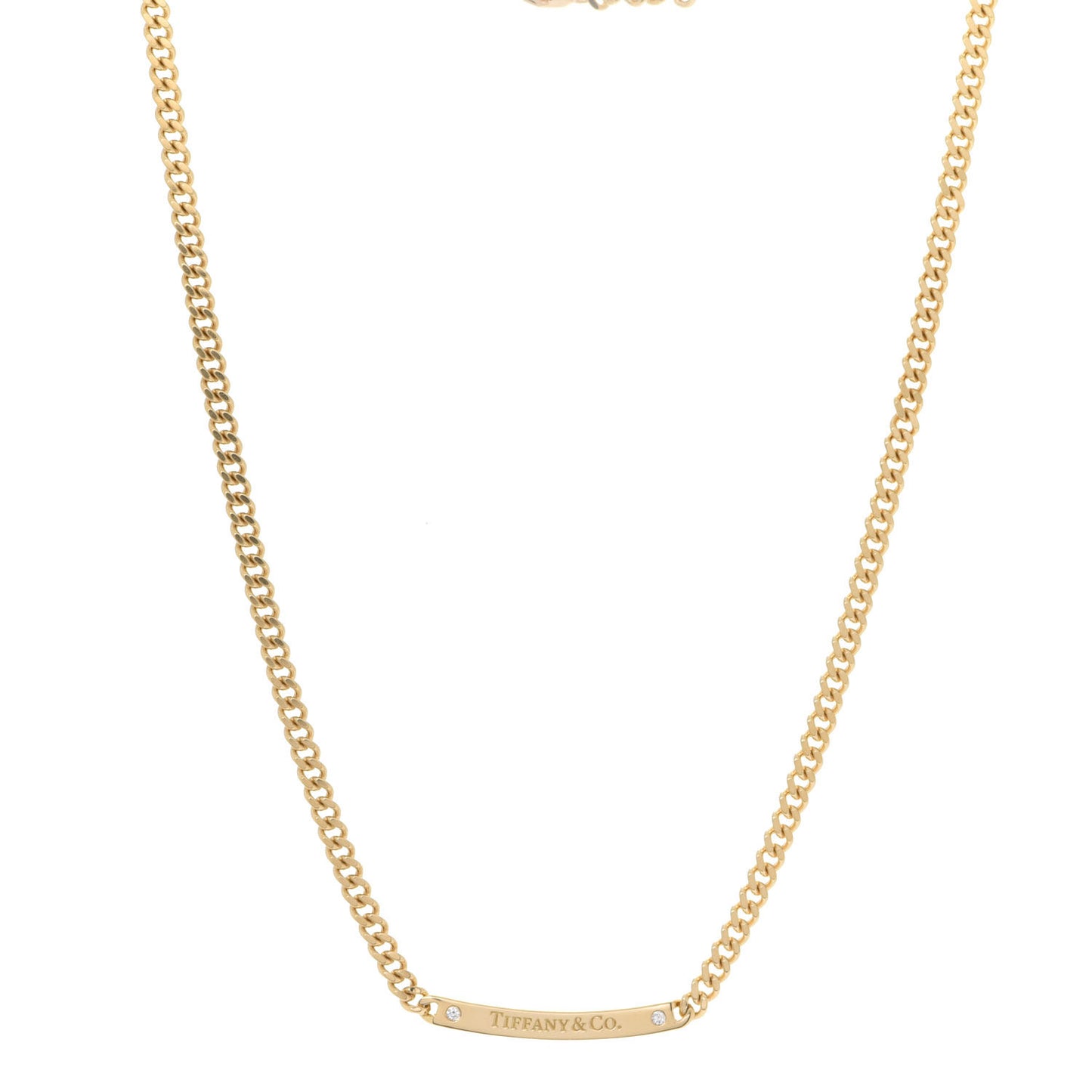 18K Yellow Gold Diamond Metro Link ID Chain Necklace