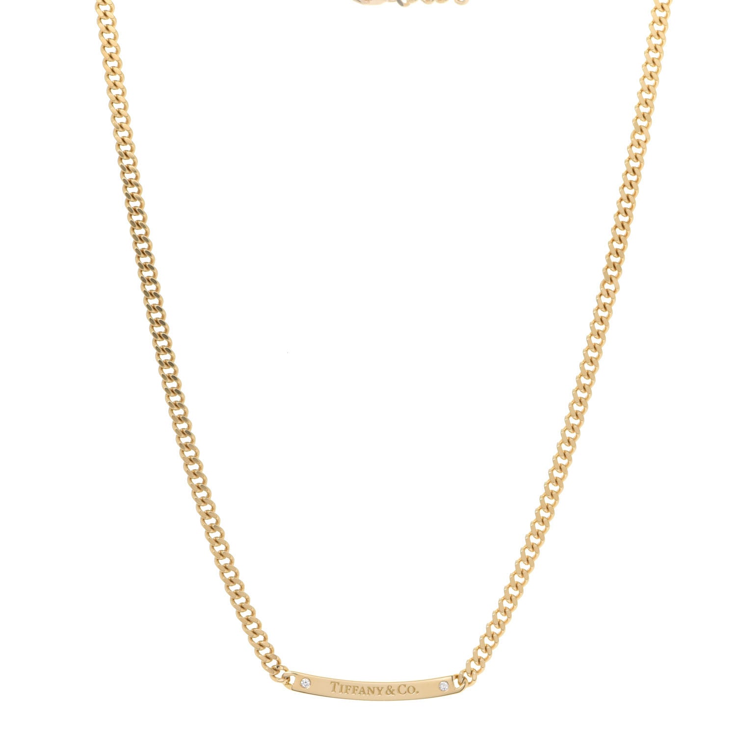 Tiffany 18K Yellow Gold Diamond Metro Link ID Chain Necklace 1 of 6