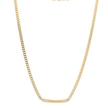 Tiffany 18K Yellow Gold Diamond Metro Link ID Chain Necklace 1 of 6